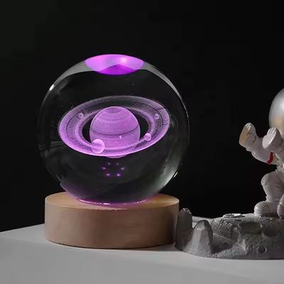 Ánh sáng màu sắc trang trí USB Ánh sáng 3D Nghệ thuật Quả bóng tinh thể thủy tinh Đèn đêm Đèn bàn
