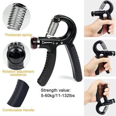 Đen 5 miếng tay cầm tập thể dục bộ điều chỉnh tay cầm tay Trainer ngón tay nắm nhẫn giải tỏa căng thẳng bóng cho cánh tay và ngón tay sức mạnh