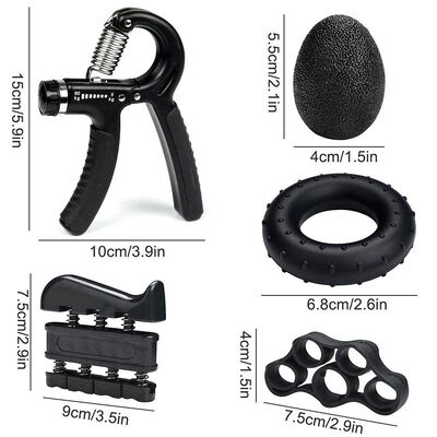 Bộ tăng cường nắm tay 5 gói Đen điều chỉnh nắm tay huấn luyện viên tay tay nắm tay và bóng căng thẳng cho tay cổ tay và trước cánh tay đào tạo