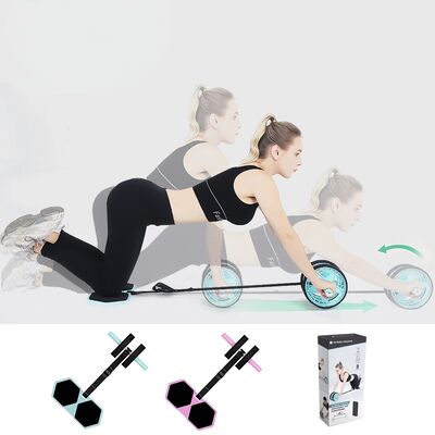 Home Fitness Ab Roller Kit với bánh xe không trượt và dây đai điều chỉnh cho tập luyện sức mạnh bụng và cốt lõi