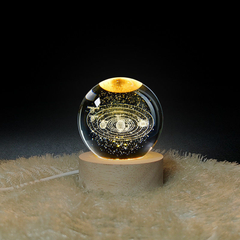 Crystal Glass Ball ấm trắng gỗ 3D Night Light Base Stand LED Display Stand