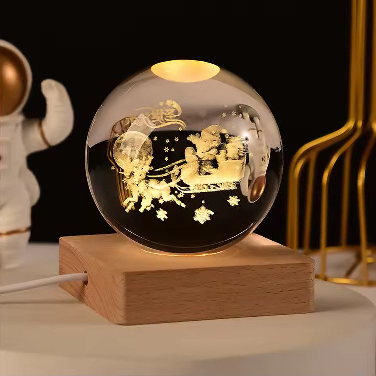 Đèn LED gỗ USB Điện Crystal Ball tượng thủ công Đứng bàn trang trí