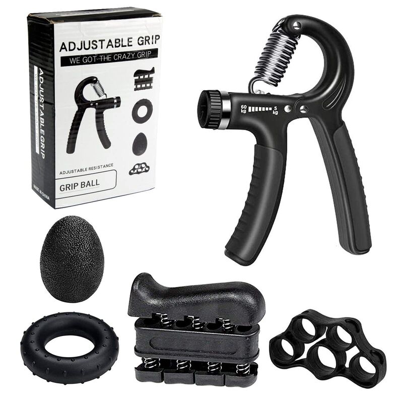 Đen 5 miếng tay cầm tập thể dục bộ điều chỉnh tay cầm tay Trainer ngón tay nắm nhẫn giải tỏa căng thẳng bóng cho cánh tay và ngón tay sức mạnh