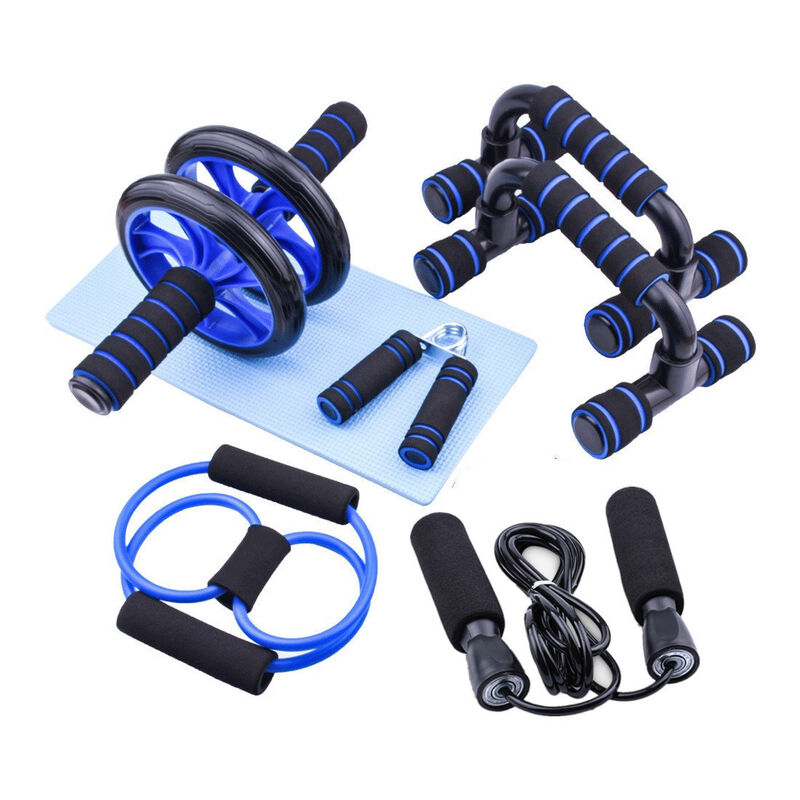 Thiết bị tập thể dục gia đình được thiết lập với Ab Roller Đẩy lên các thanh băng kháng cự nhảy dây thừng và thảm